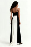 Black and White Spaghetti Straps A-Line Evening Dress