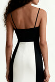 Black and White Spaghetti Straps A-Line Evening Dress