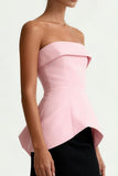 Black and Pink Strapless A Line Satin Evening Dress