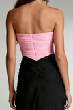 Strapless Sheath Satin Black and Pink Evening Dress