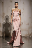 Off The Shoulder Mermaid Light Pink Satin Evening Dress