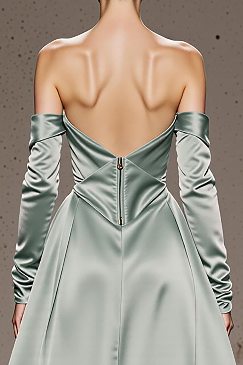 Off the Shoulder Mint Green Sheath Satin Evening Dress