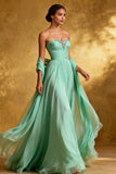 Sweetheart A Line Chiffon Mint Green Evening Dress