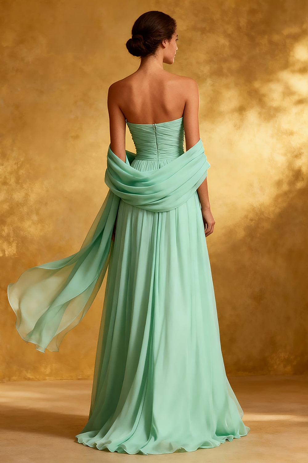 Sweetheart A Line Chiffon Mint Green Evening Dress