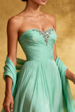 Sweetheart A Line Chiffon Mint Green Evening Dress