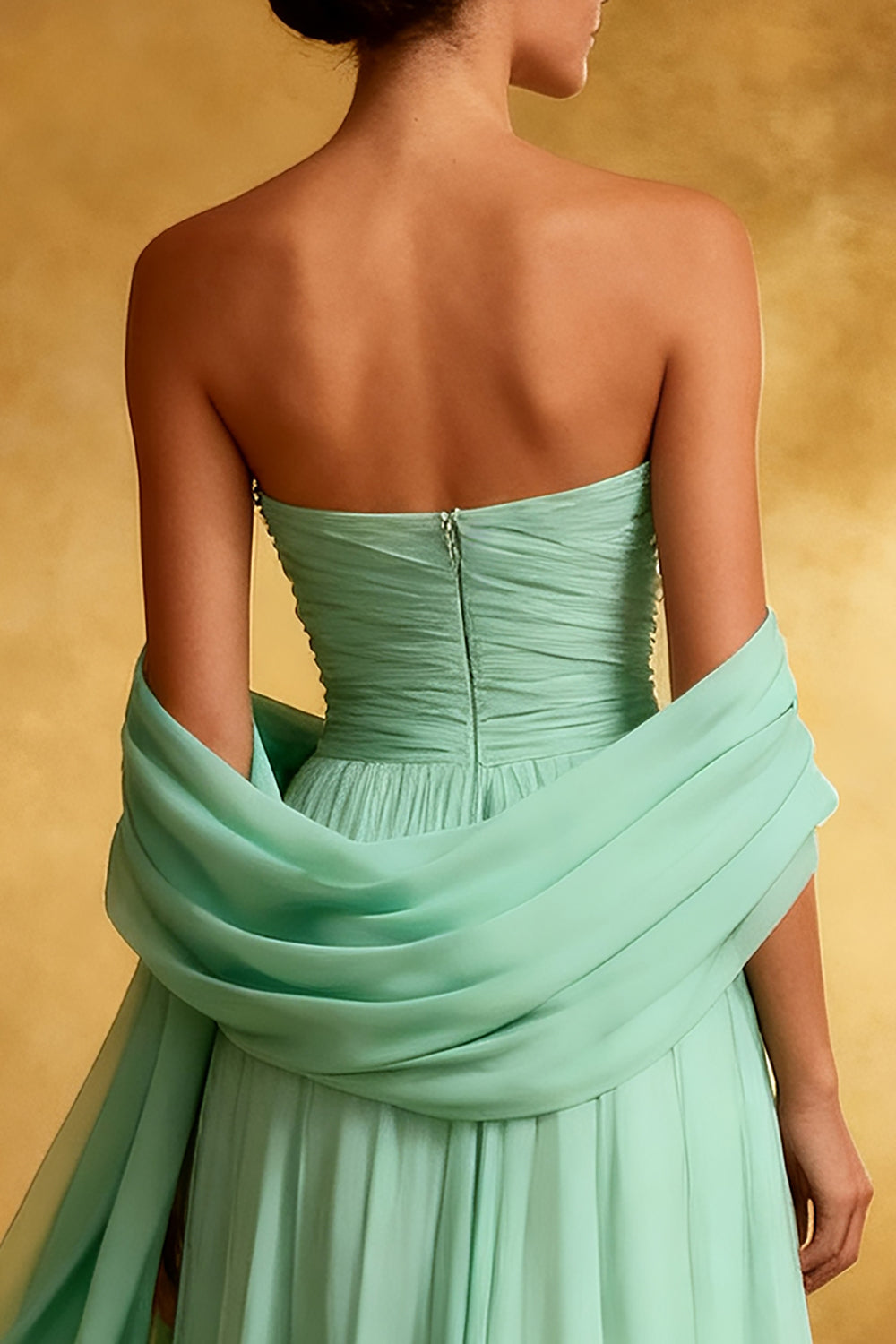 Sweetheart A Line Chiffon Mint Green Evening Dress