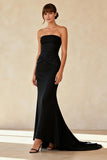 Strapless Black Mermaid Long Evening Dress