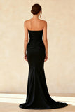 Strapless Black Mermaid Long Evening Dress