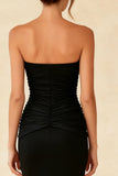 Strapless Black Mermaid Long Evening Dress