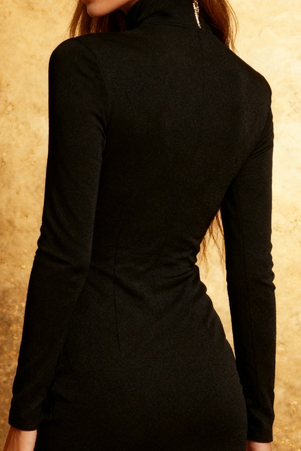 Long Sleeve Bodycon Nigh Neck Little Black Dress