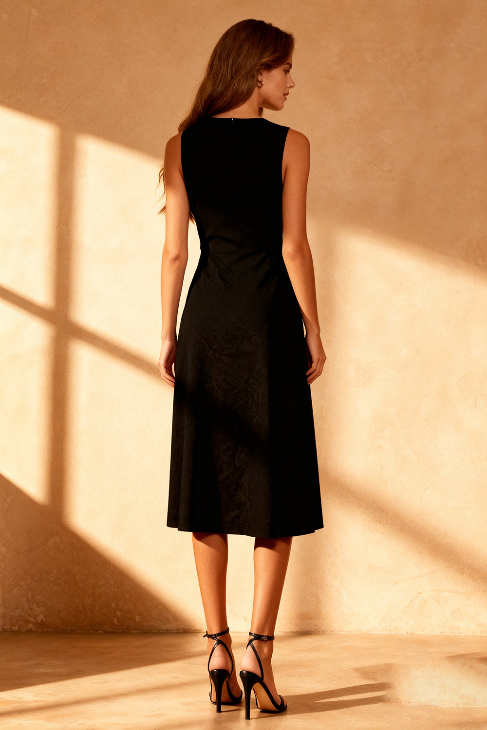 Satin A Line Round Neck Little Black Dress