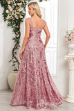 Sparkly Black Spaghetti Straps A Line Appliqued Formal Dress
