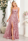 Sparkly Black Spaghetti Straps A Line Appliqued Formal Dress