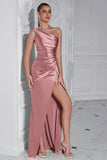 One Shoulder Mermaid Ruched Yellow Formal Dress