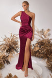 One Shoulder Mermaid Ruched Yellow Formal Dress