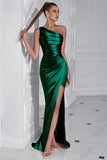 One Shoulder Mermaid Ruched Yellow Formal Dress
