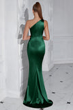 One Shoulder Mermaid Ruched Yellow Formal Dress