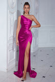 One Shoulder Mermaid Ruched Yellow Formal Dress