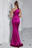 One Shoulder Mermaid Ruched Yellow Formal Dress