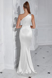 One Shoulder Mermaid Ruched Yellow Formal Dress