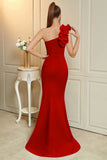 One Shoulder Mermaid Royal Blue Formal Dress with Slit
