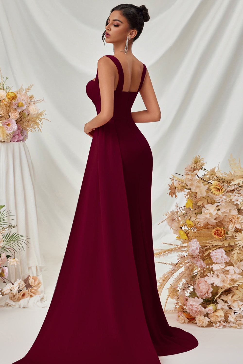Black Spaghetti Straps Mermaid Formal Dress with Slit