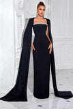 Black Sheath Formal Dress with Cape Sleeves