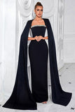 Black Sheath Formal Dress with Cape Sleeves