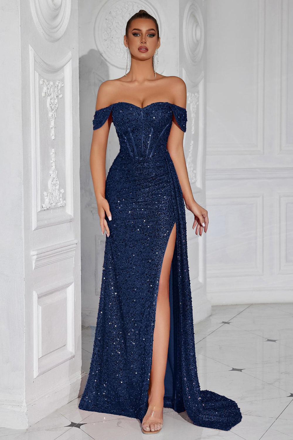 Off the Shoulder Sheath Corset Dark Green Evening Dress