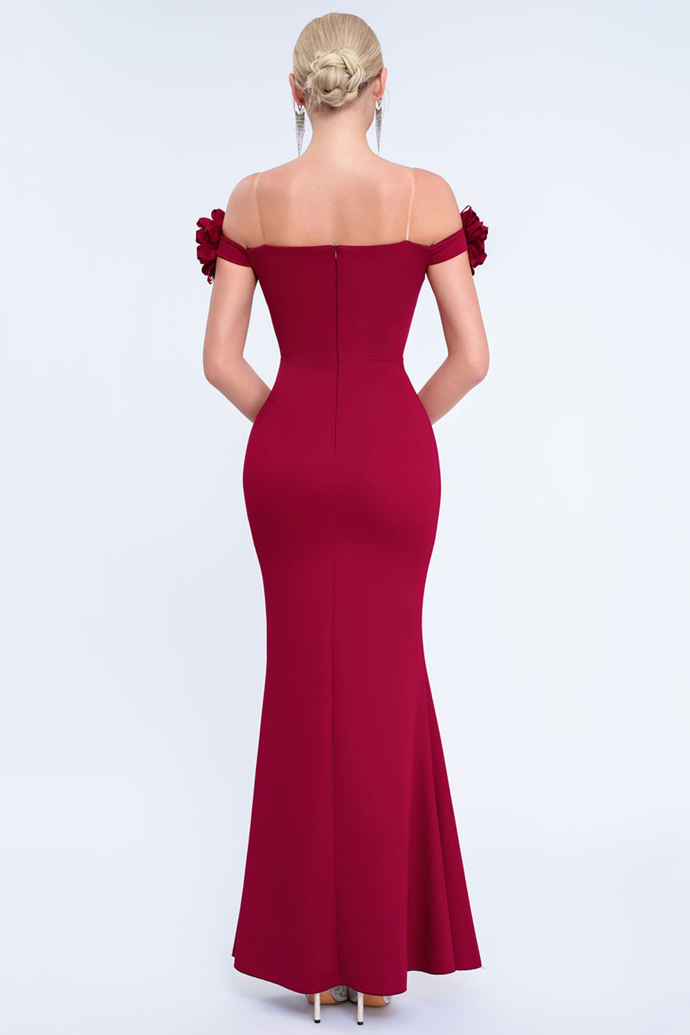 Off the Shoulder Satin Mermaid Dark Green Formal Dress