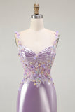 Mermaid Spaghetti Straps Beaded Lilac Prom Dress