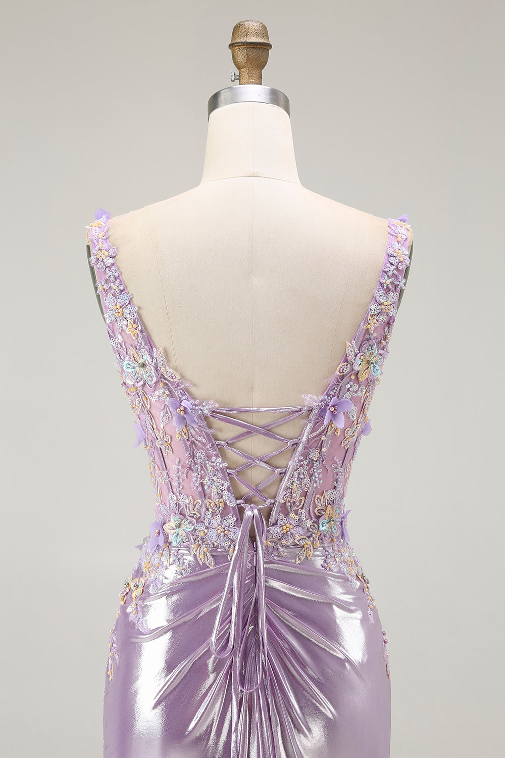 Mermaid Spaghetti Straps Beaded Lilac Prom Dress