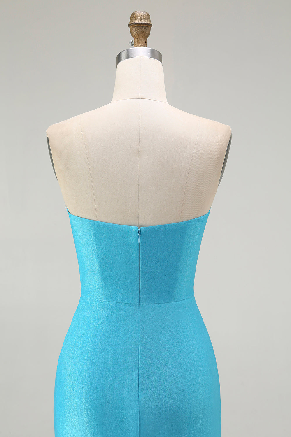 Strapless Mermaid Ruched Blue Prom Dress