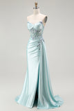 Strapless Corset Light Green Prom Dress with Appliques