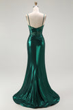 Dark Green Mermaid Spaghetti Straps Corset Prom Dress