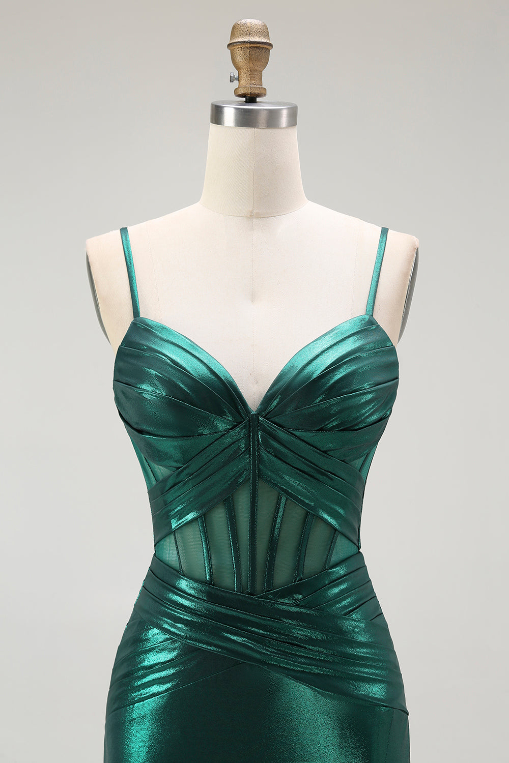 Dark Green Mermaid Spaghetti Straps Corset Prom Dress