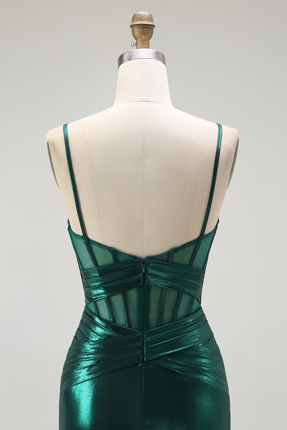 Dark Green Mermaid Spaghetti Straps Corset Prom Dress