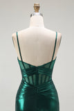 Dark Green Mermaid Spaghetti Straps Corset Prom Dress