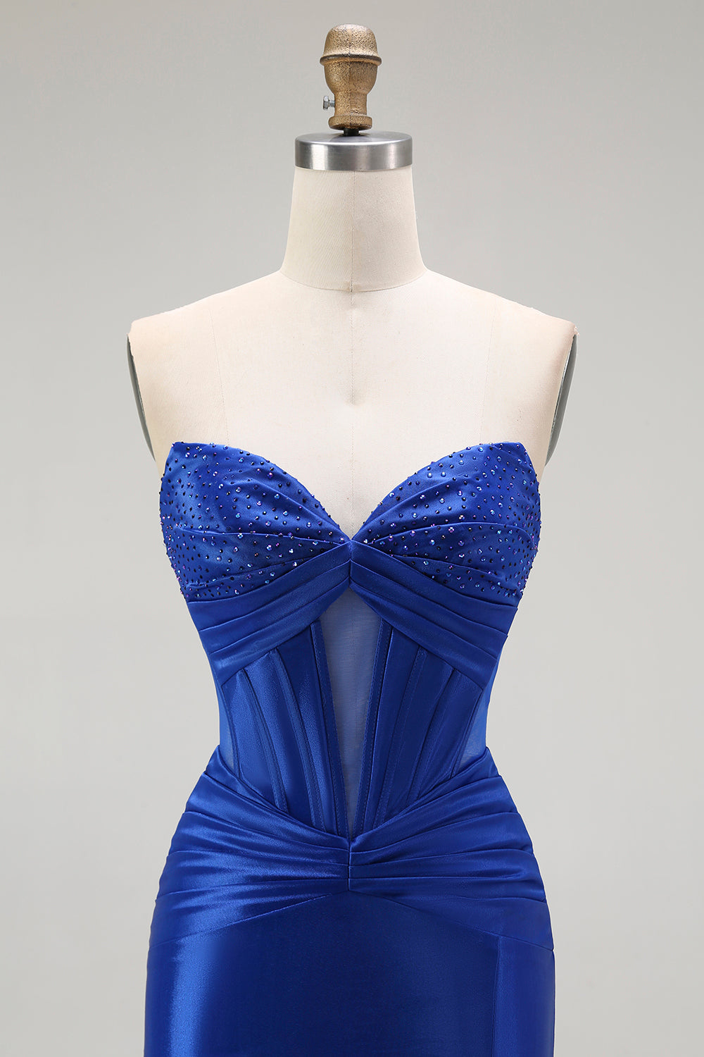 Memaid Strapless Ruched Royal Blue Prom Dress
