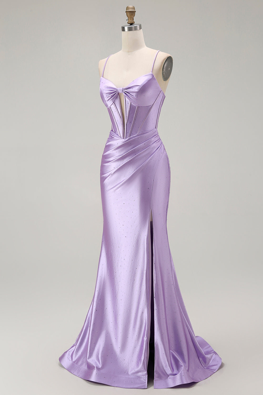 Mermaid Spaghetti Straps Ruched Purple Prom Dress