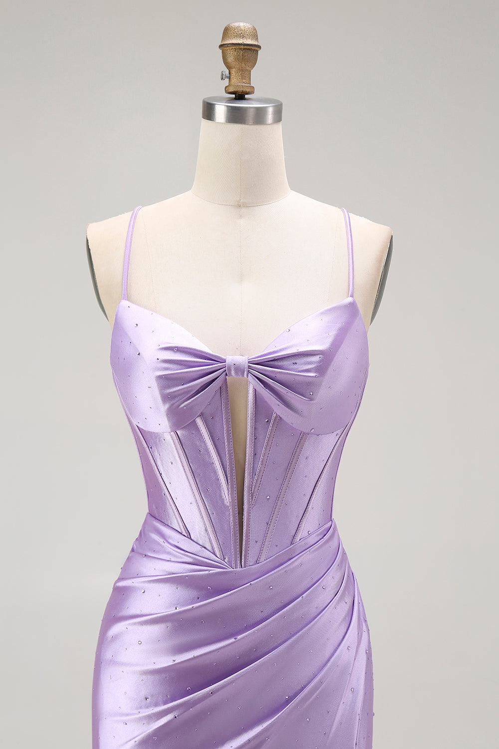 Mermaid Spaghetti Straps Ruched Purple Prom Dress