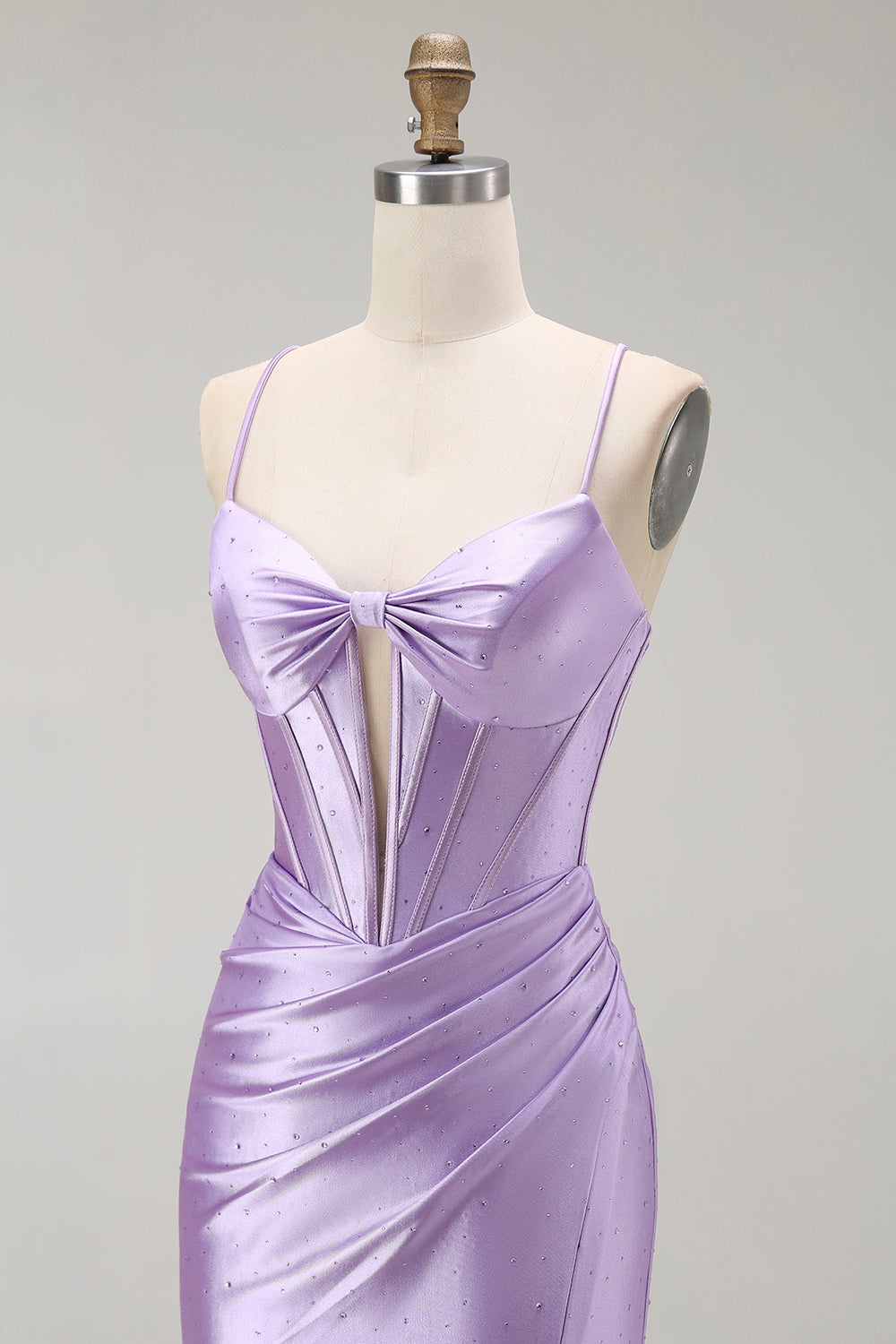 Mermaid Spaghetti Straps Ruched Purple Prom Dress