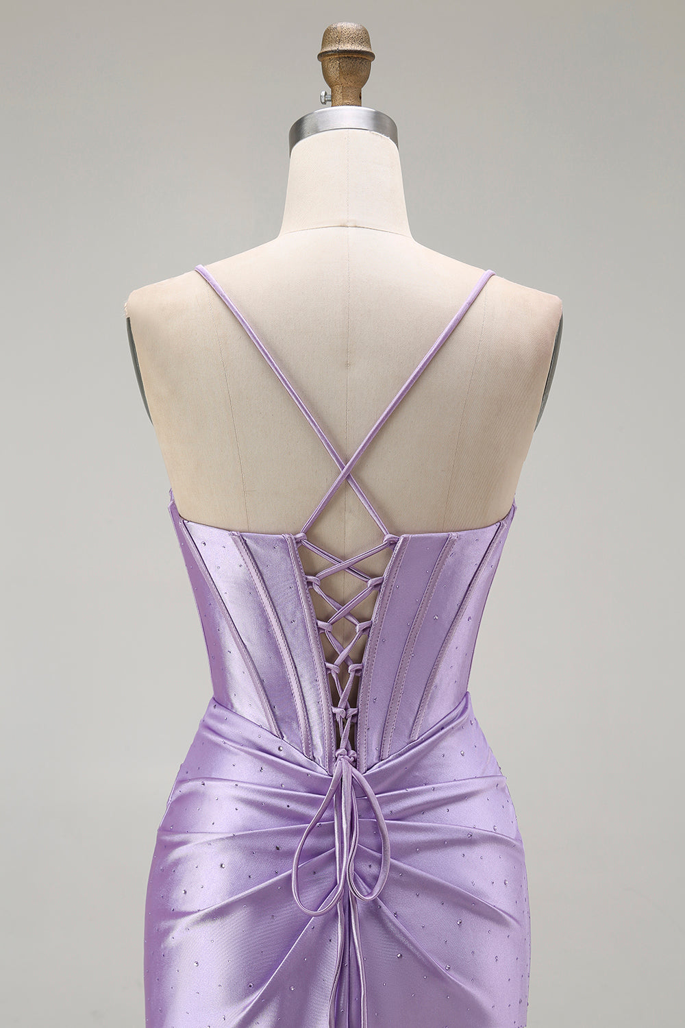 Mermaid Spaghetti Straps Ruched Purple Prom Dress