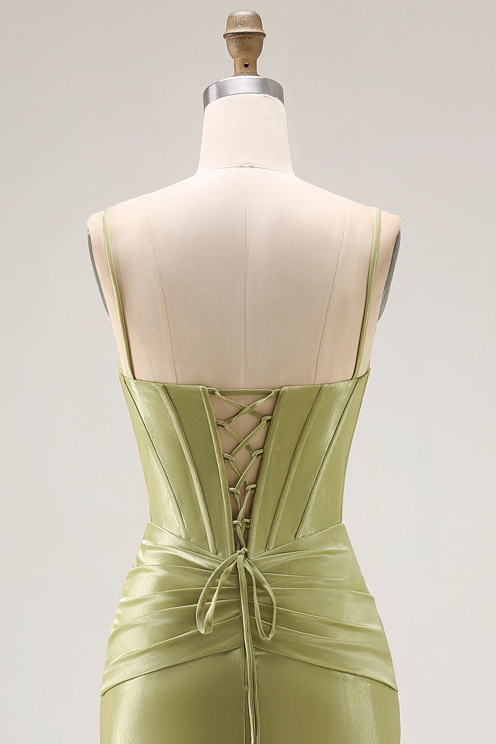 Green Mermiad Satin Corset Prom Dress with Rhinestones