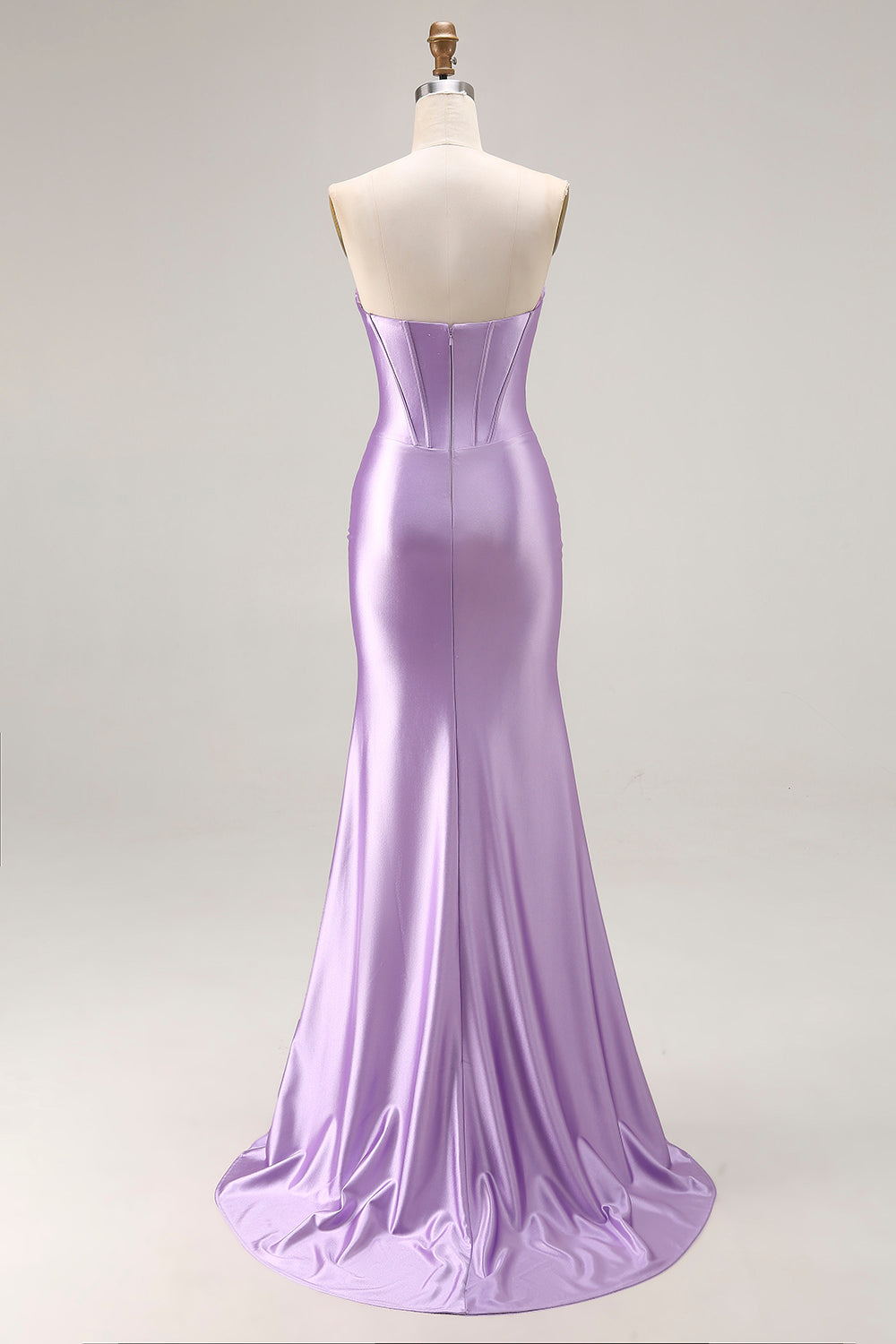 Mermaid Corset Strapless Ruched Purple Prom Dress