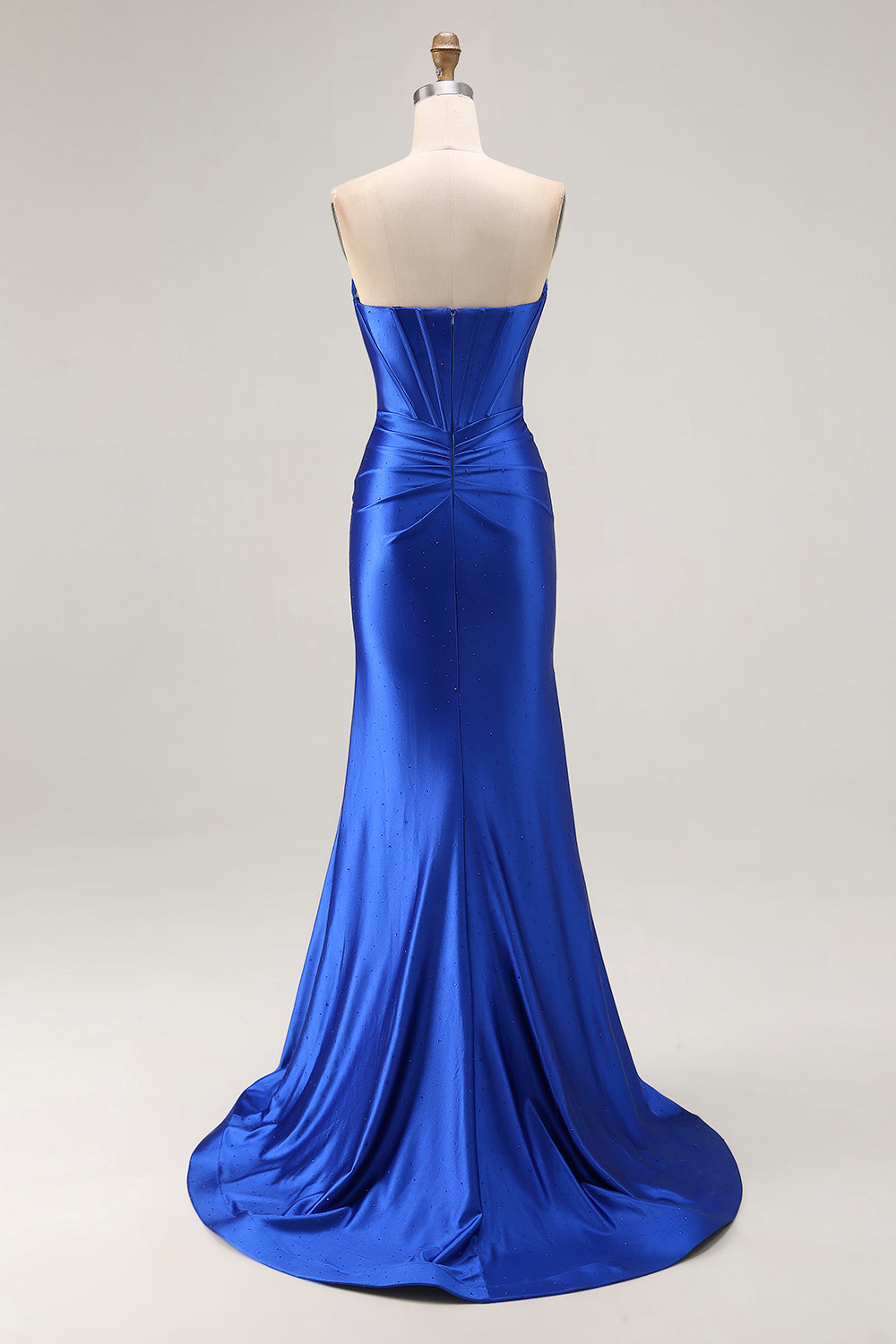 Royal Blue Strapless Beaded Mermaid Corset Prom Dress
