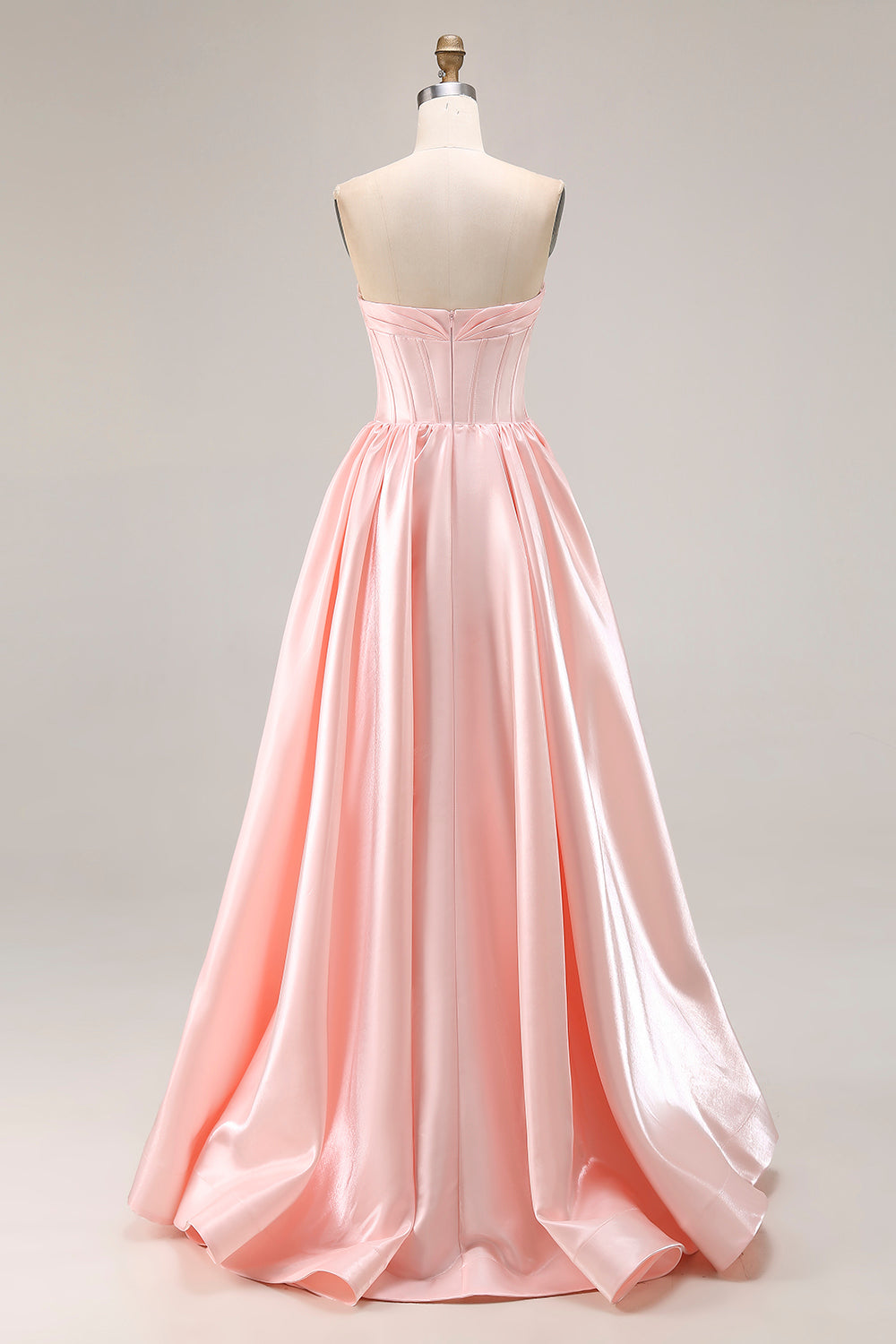 Blush Strapless A Line Corset Satin Prom Dress