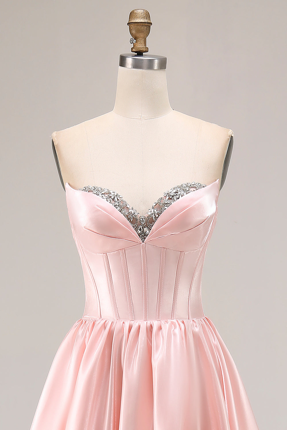 Blush Strapless A Line Corset Satin Prom Dress