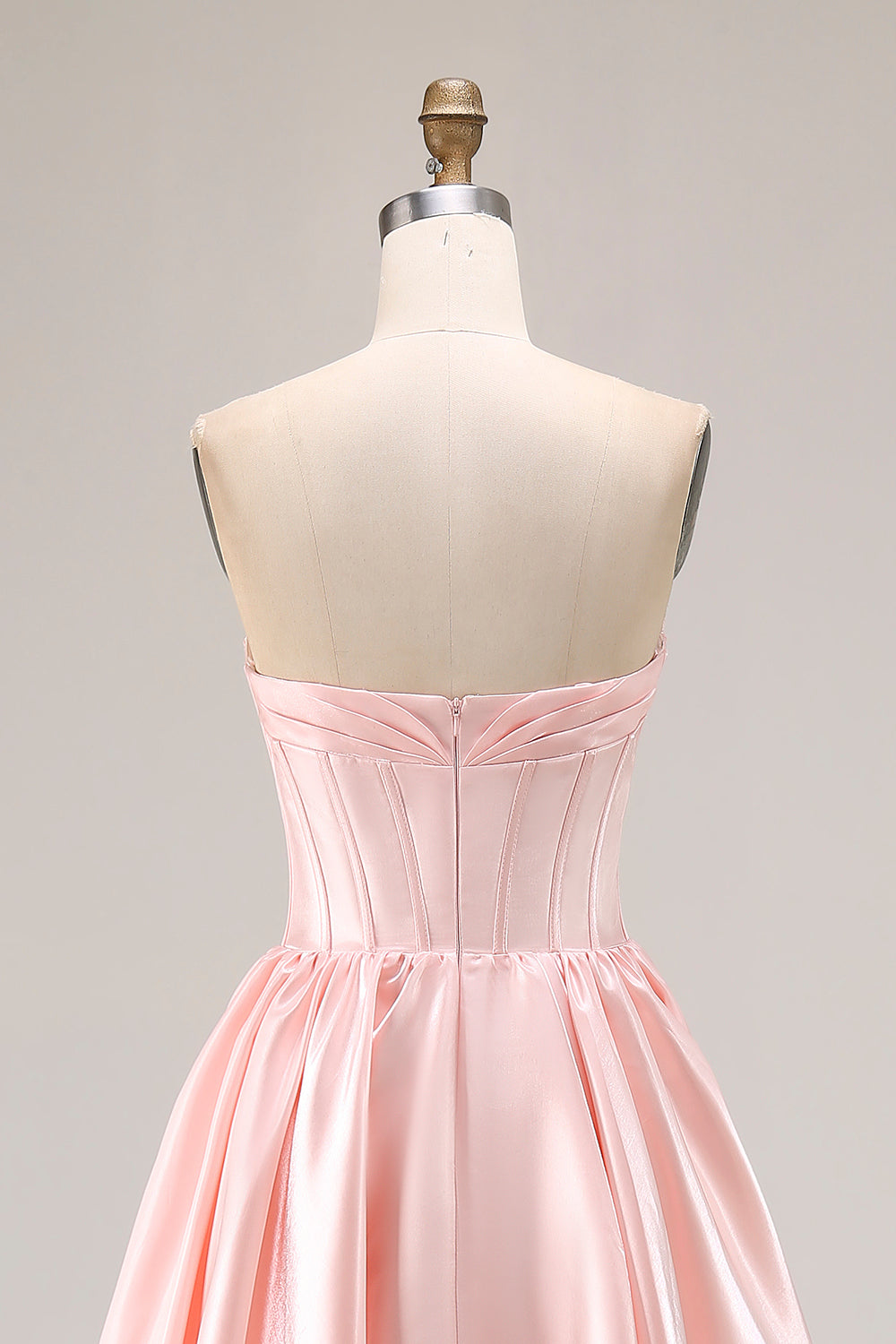 Blush Strapless A Line Corset Satin Prom Dress