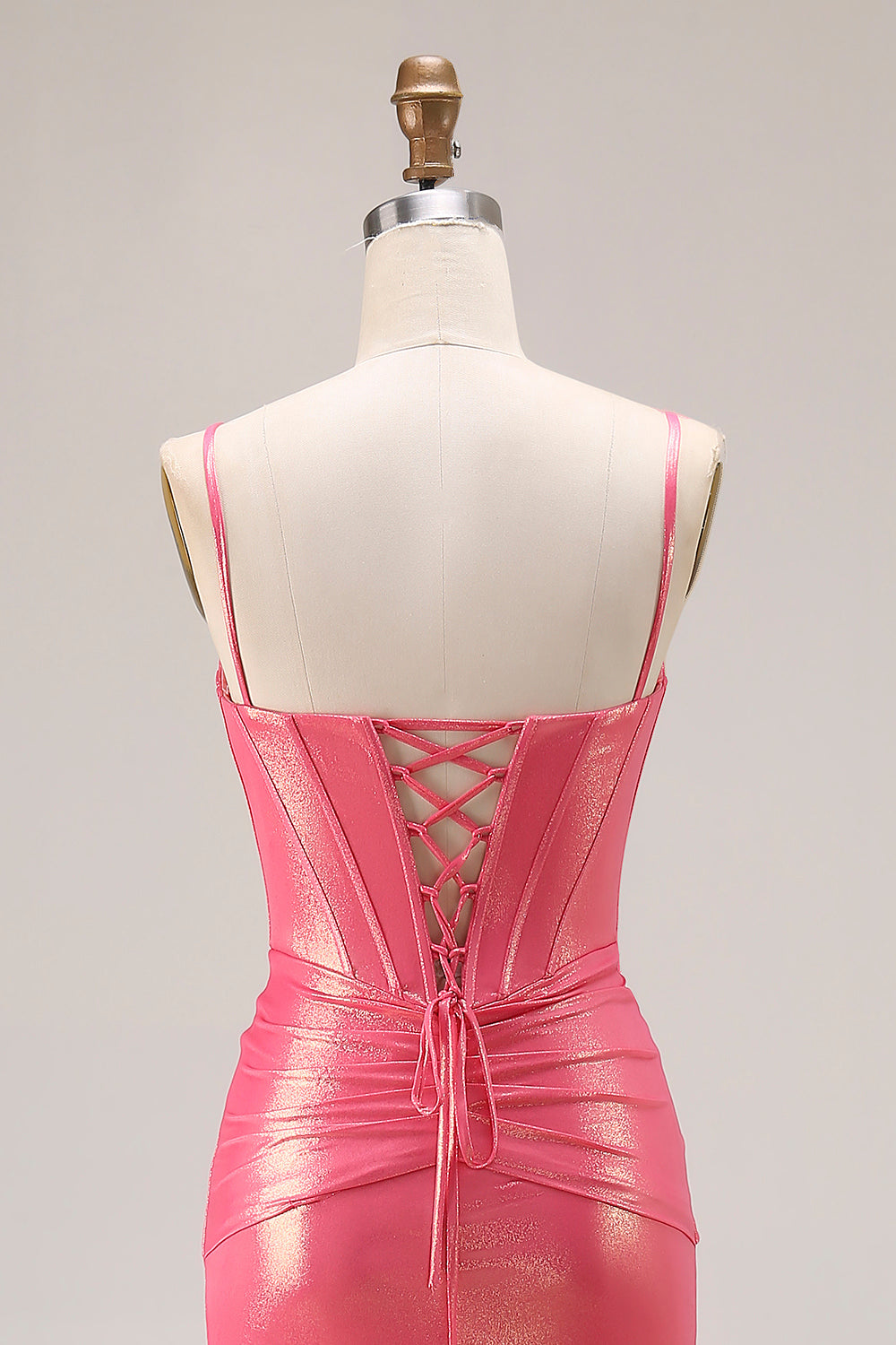 Watermelon Mermaid Corset Ruched Prom Dress